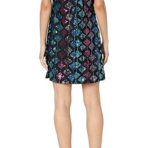 London Times Black Short Sequin Party Dress In Size US 8